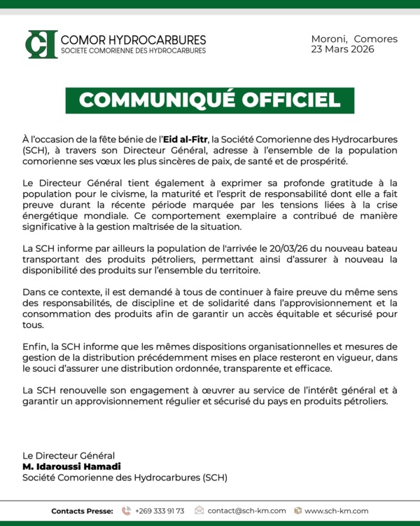 COMMUNIQUÉ OFFICIEL